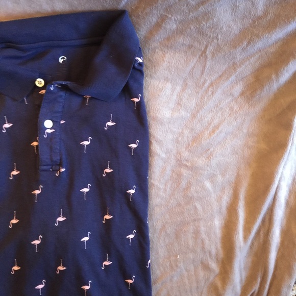 Navy Blue Flamingo Printed Shirt - Picture 3 of 4